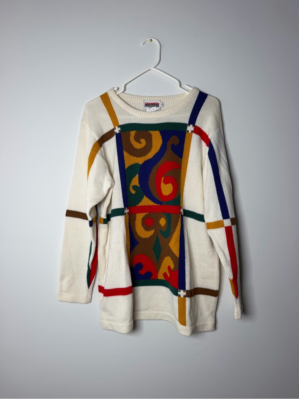 Vintage Multicolor Graphic Crewneck Sweater Acrylic/Wool Blend Women’s Small